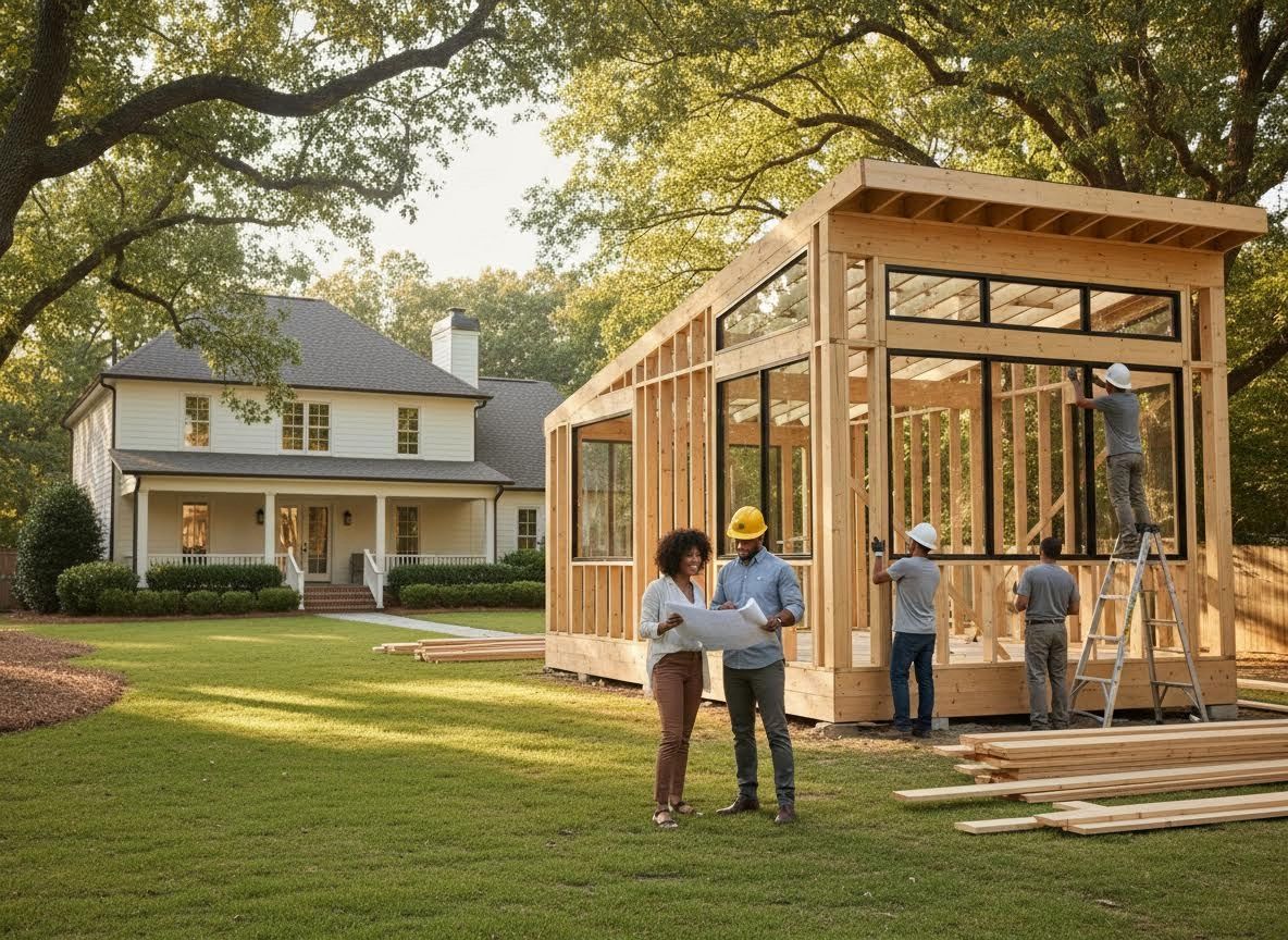 Homeowners and Construction Team Building Backyard ADU