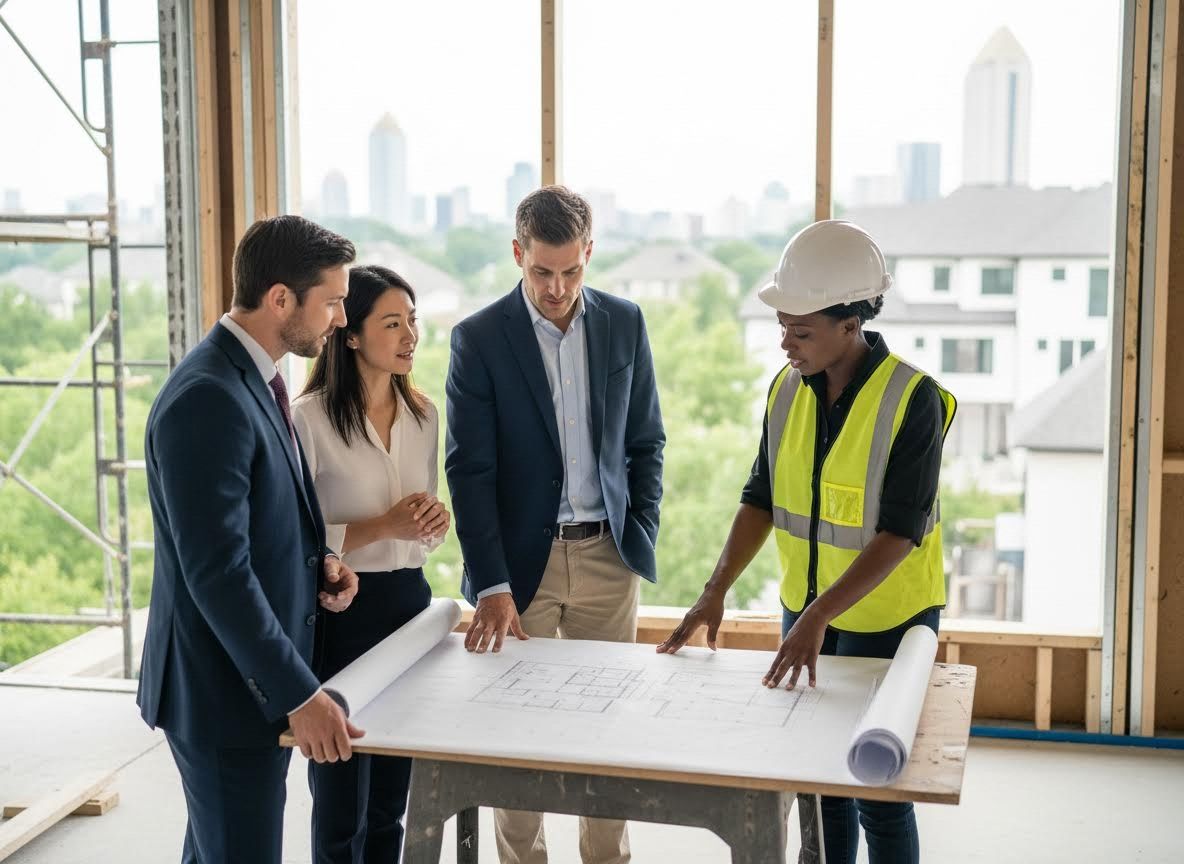 Construction Professionals Reviewing Blueprints
