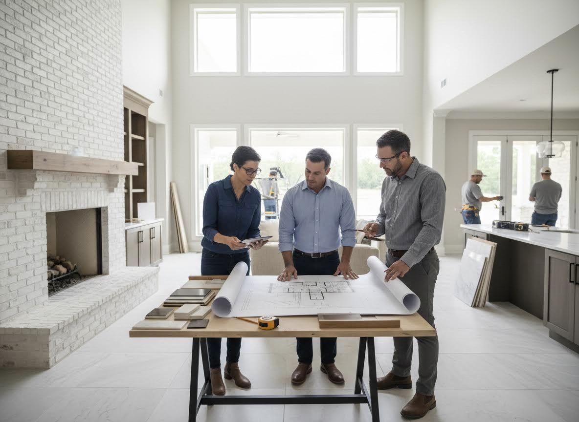 Construction Professionals Reviewing Blueprints