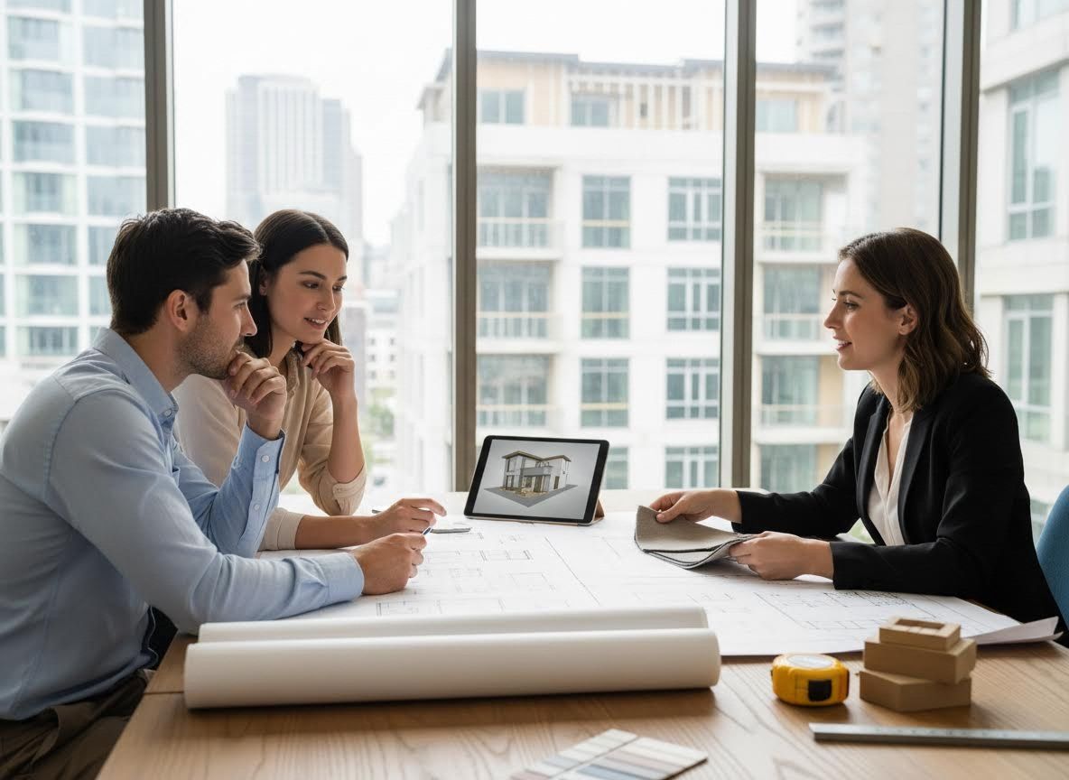 Couple and Architect Discussing Home Design Plans