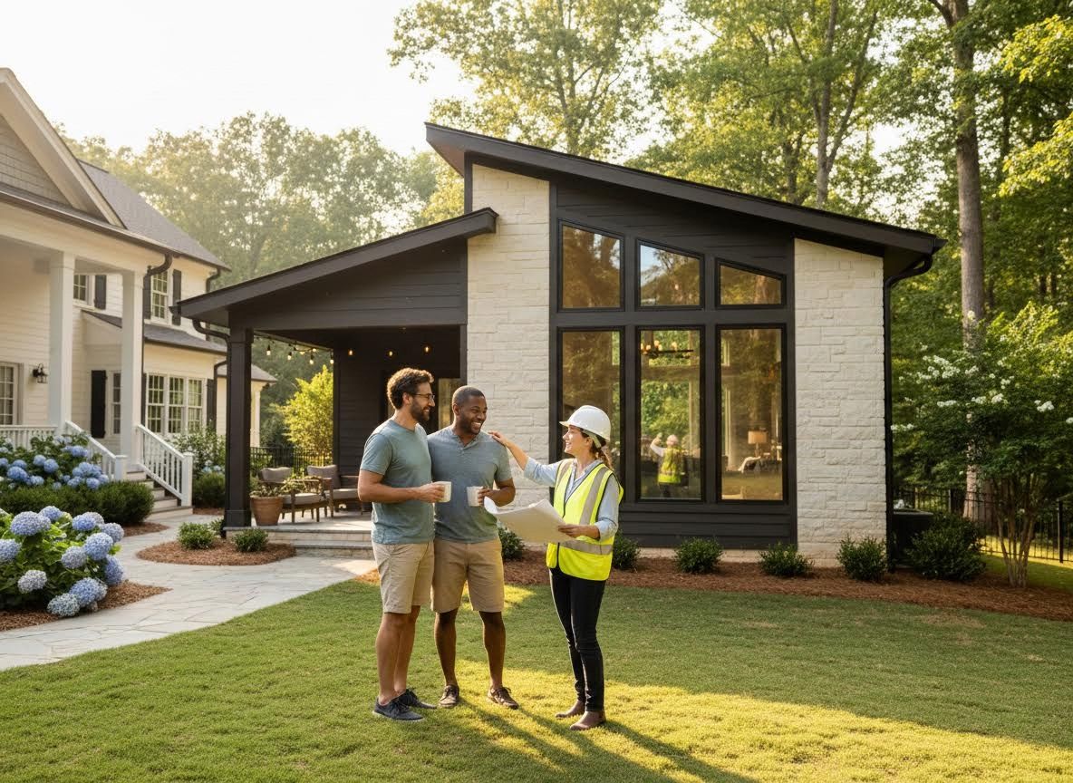 Homeowners Consulting with Architect on New House Plans