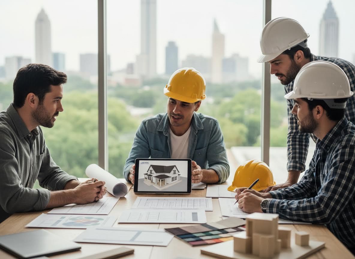 Construction and Architecture Professionals Collaborating on Design