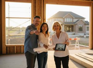 Real Estate Agent Showing Digital Home Design to Clients