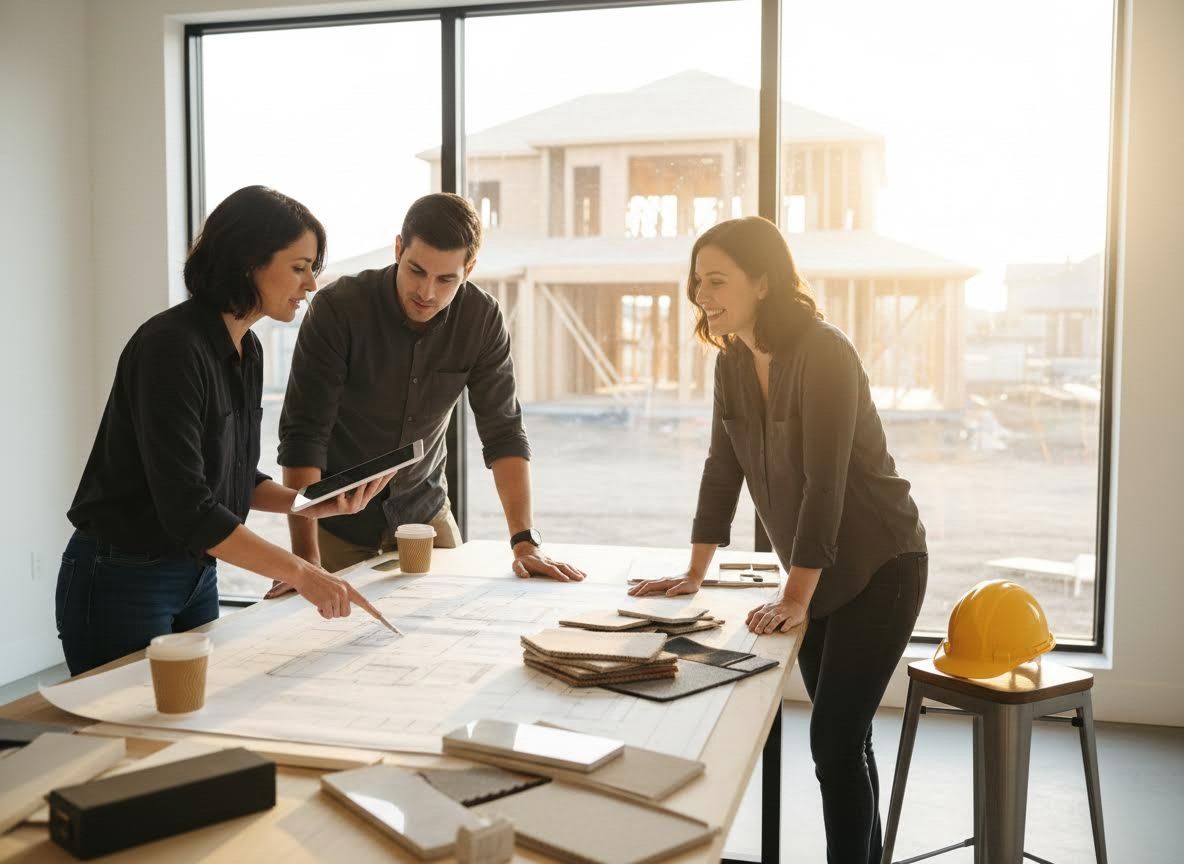 Architects Reviewing Blueprints and Construction Plans