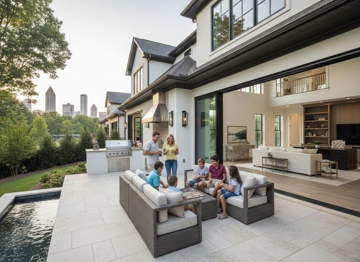Family Enjoying Outdoor Living Space with City Views