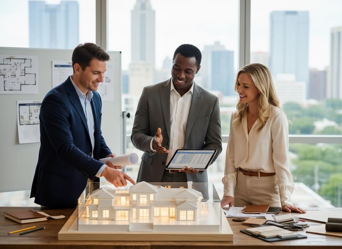 Architects or Real Estate Professionals Reviewing a Model