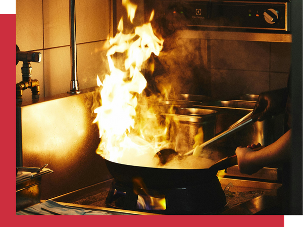 Kitchen stovetop cooking.