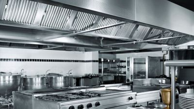 very clean commercial kitchen