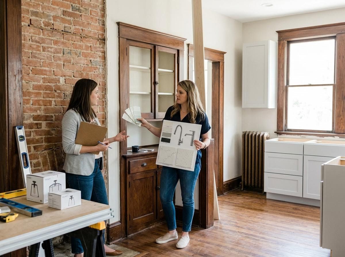 Two Designers Discussing Kitchen Renovation Plans