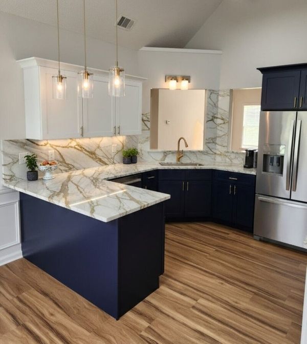 kitchen remodel blue cabinets 