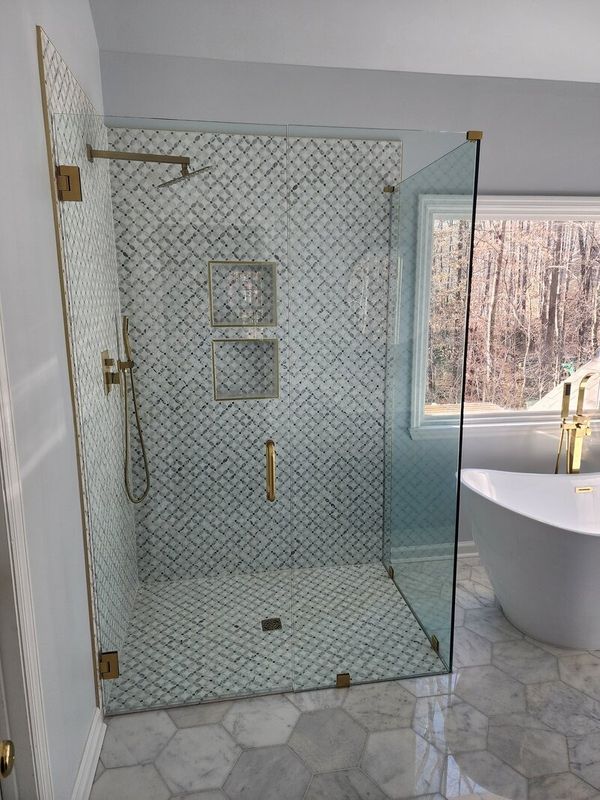 bath remodel gold shower