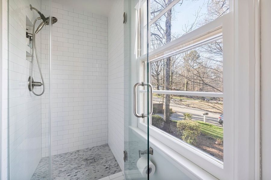 bath remodel shower near window