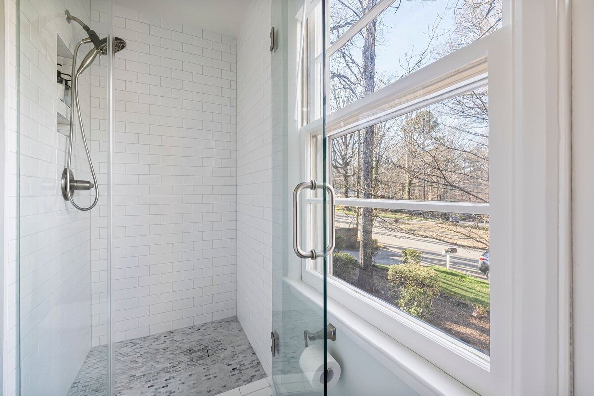 bath remodel shower near window