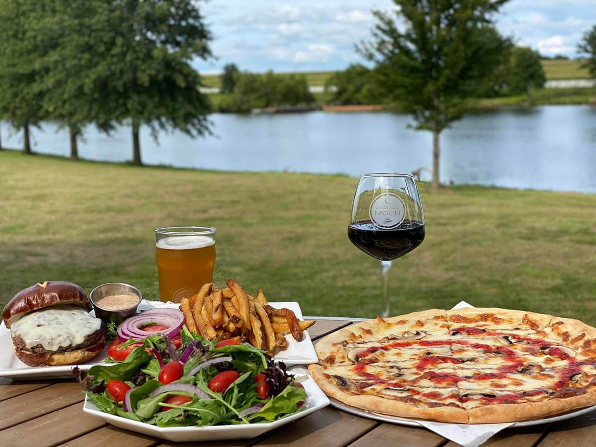 food and drinks outdoors by lake