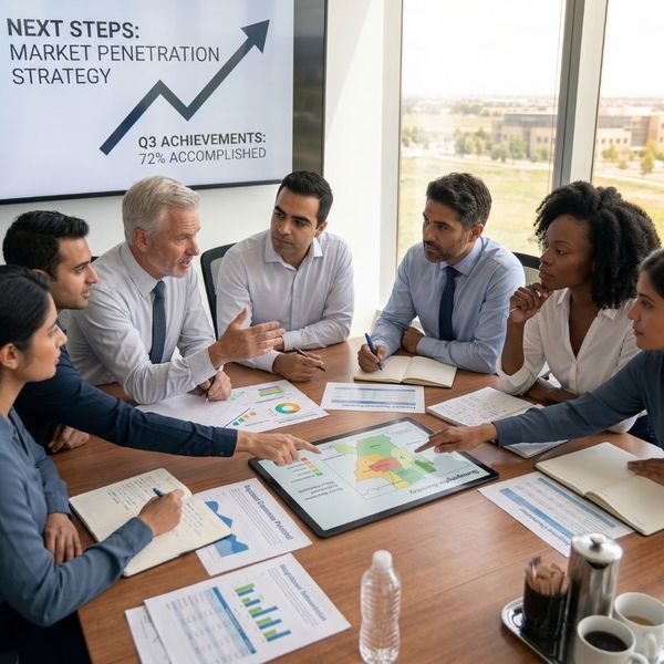 A diverse business team smiling and high-fiving, celebrating a collaborative success in a modern office environment.