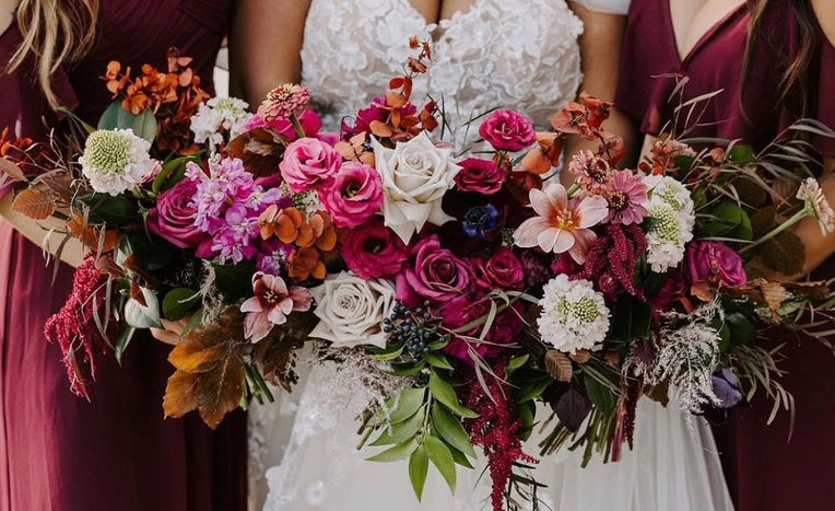 Stunning jewel toned bridal bouquet by Palmer Flower Weddings