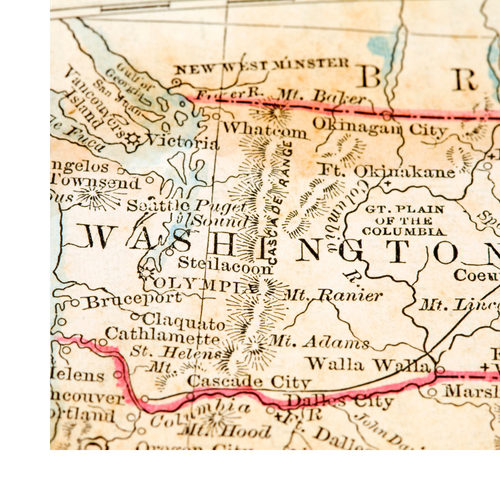 Washington on a map