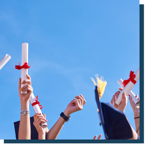 Hands in the air during graduation