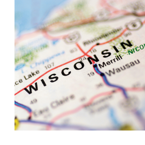 Wisconsin on a map