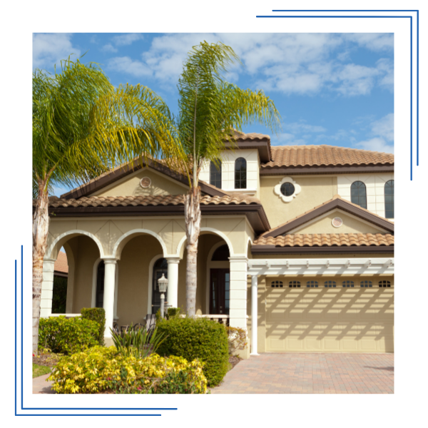 A beautiful two-story home with palm trees, representing a typical residence in Palm Beach, FL. Pipe Doctors - Palm Beach offers expert residential HVAC repair and plumbing services to keep homes like this comfortable and safe. Palm Beach Home HVAC & Plumbing Services