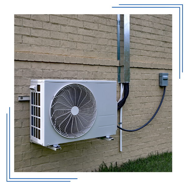 The outdoor unit of a ductless mini-split AC system installed on a brick home in Palm Beach, FL. Pipe Doctors - Palm Beach specializes in the professional installation of energy-efficient ductless air conditioning systems for local residents. Ductless Mini-Split AC Installation in Palm Beach