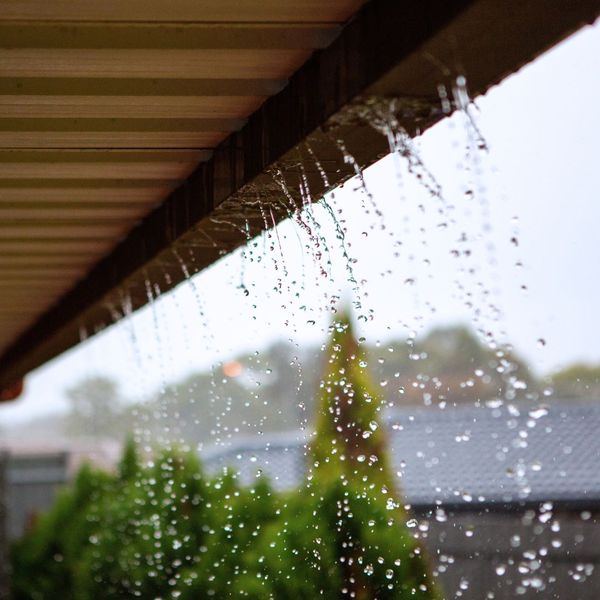 rain falling off roof