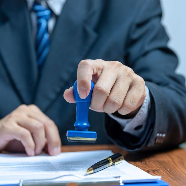 approval stamp on a permit