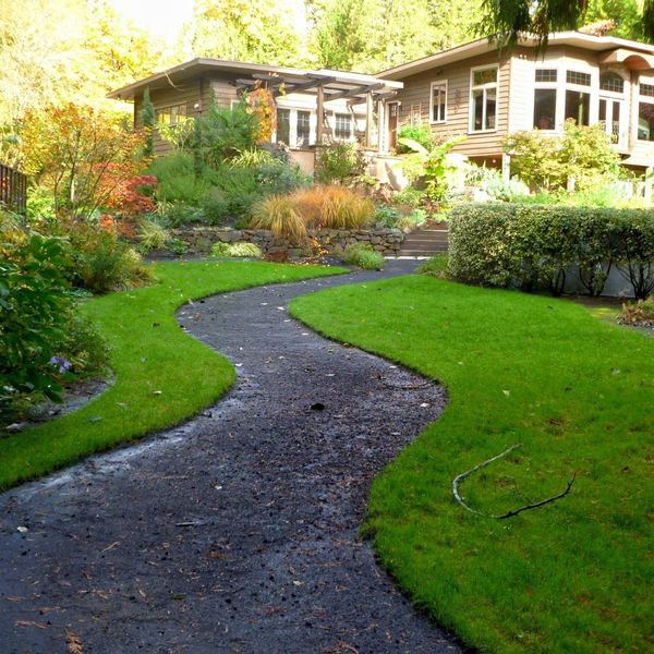 house with landscaping path