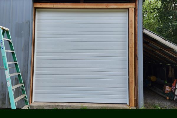 white garage door