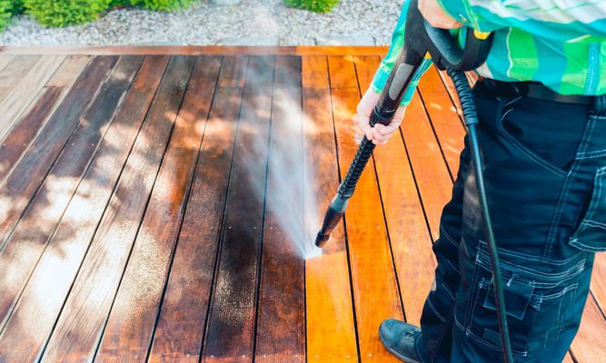 pressure washing deck