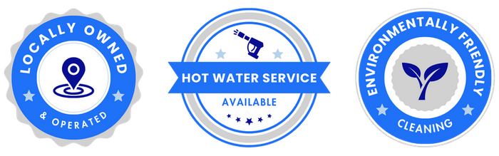 locally owned and operated, hot water service available, environmentally friendly cleaning