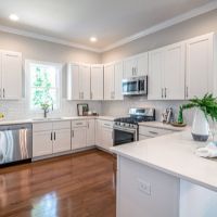 kitchen with white cabinets