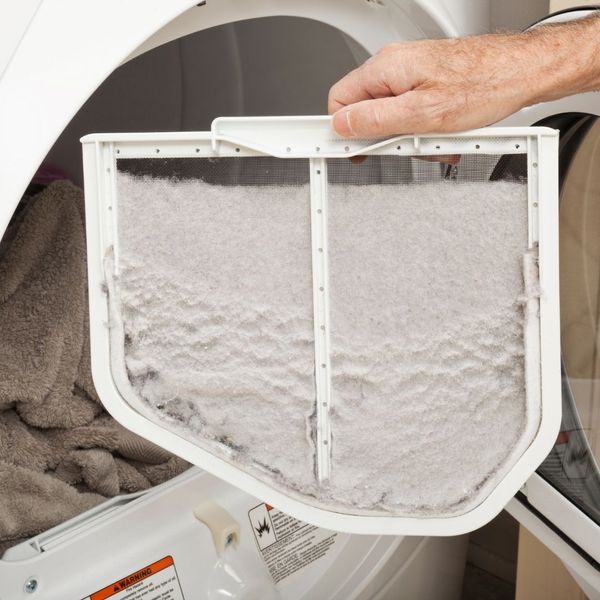 dryer lint trap filled with lint