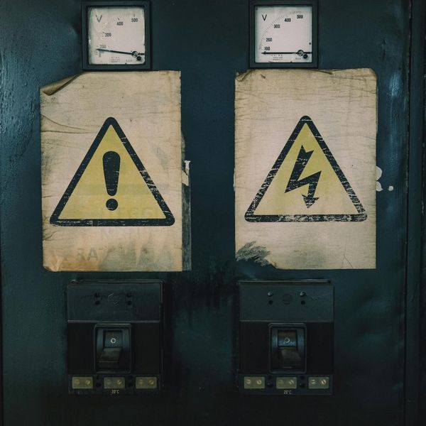 Electrical safety signs.