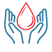 hands holding a raindrop icon. 