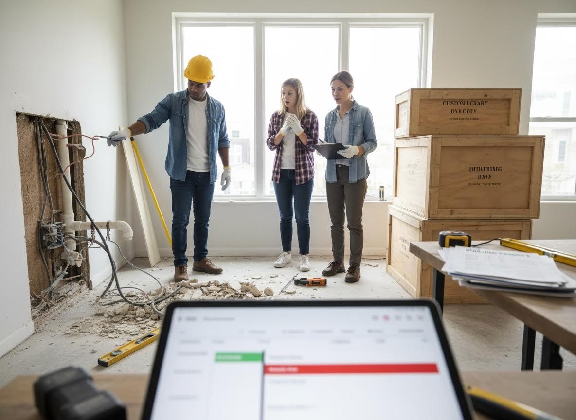 Renovation team discussing construction issues