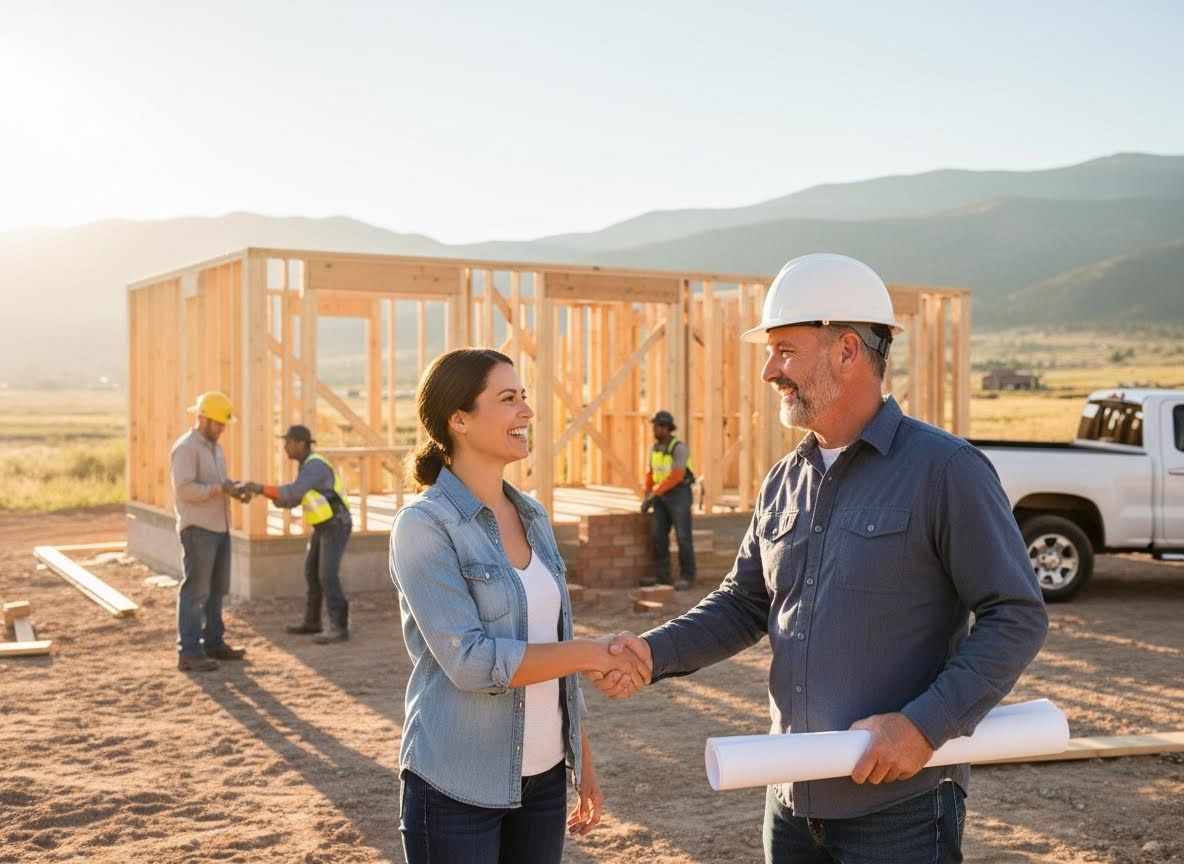 Client and Contractor Handshake at Construction Site