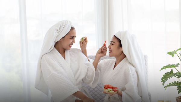 women in robes for spa day 