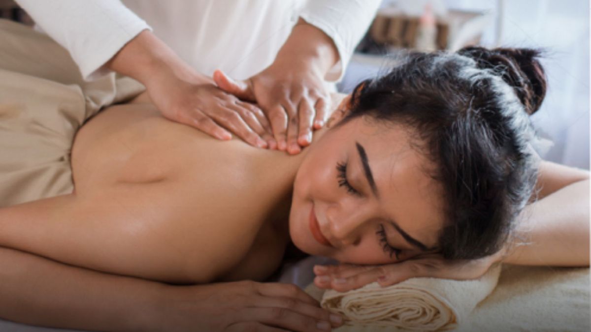 woman getting a thai massage