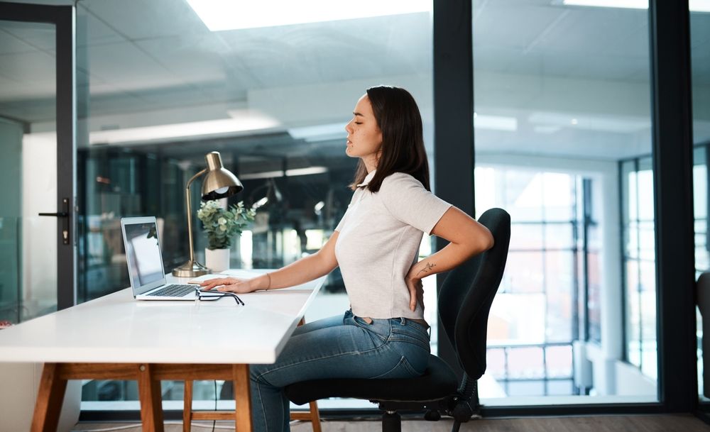 Back pain office business woman stress