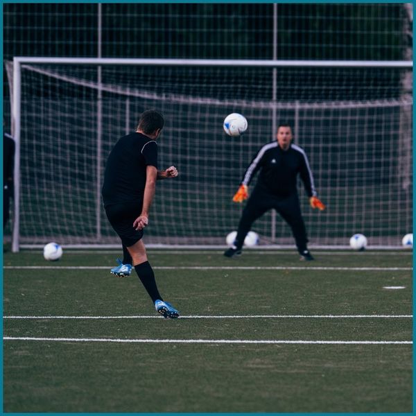 male soccer players practicing