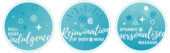 Trust Badge Content:   Badge 1: Full-body indulgence  Badge 2: Rejuvenation of body and mind  Badge 3: Dynamic and personalized massage