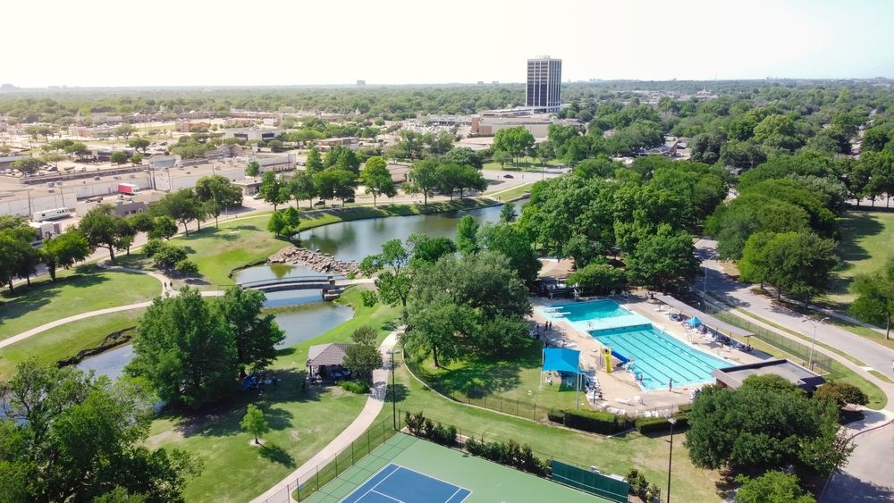 Aerial view of a sports park in Richardson, Texas