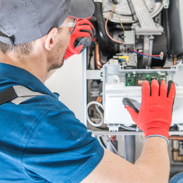 HVAC technician performing HVAC maintenance HVAC technician performing HVAC maintenance