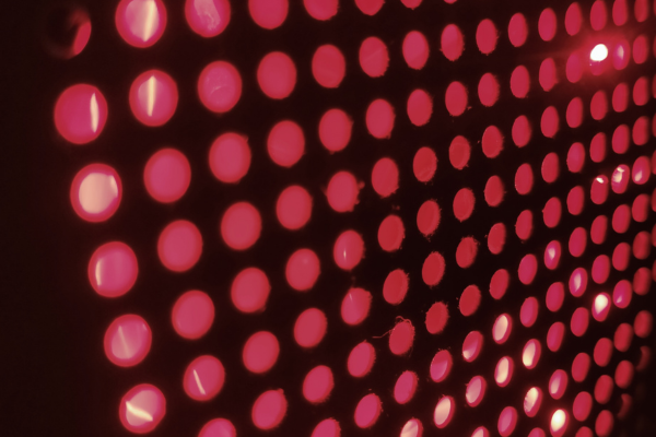 close-up of a red light panel