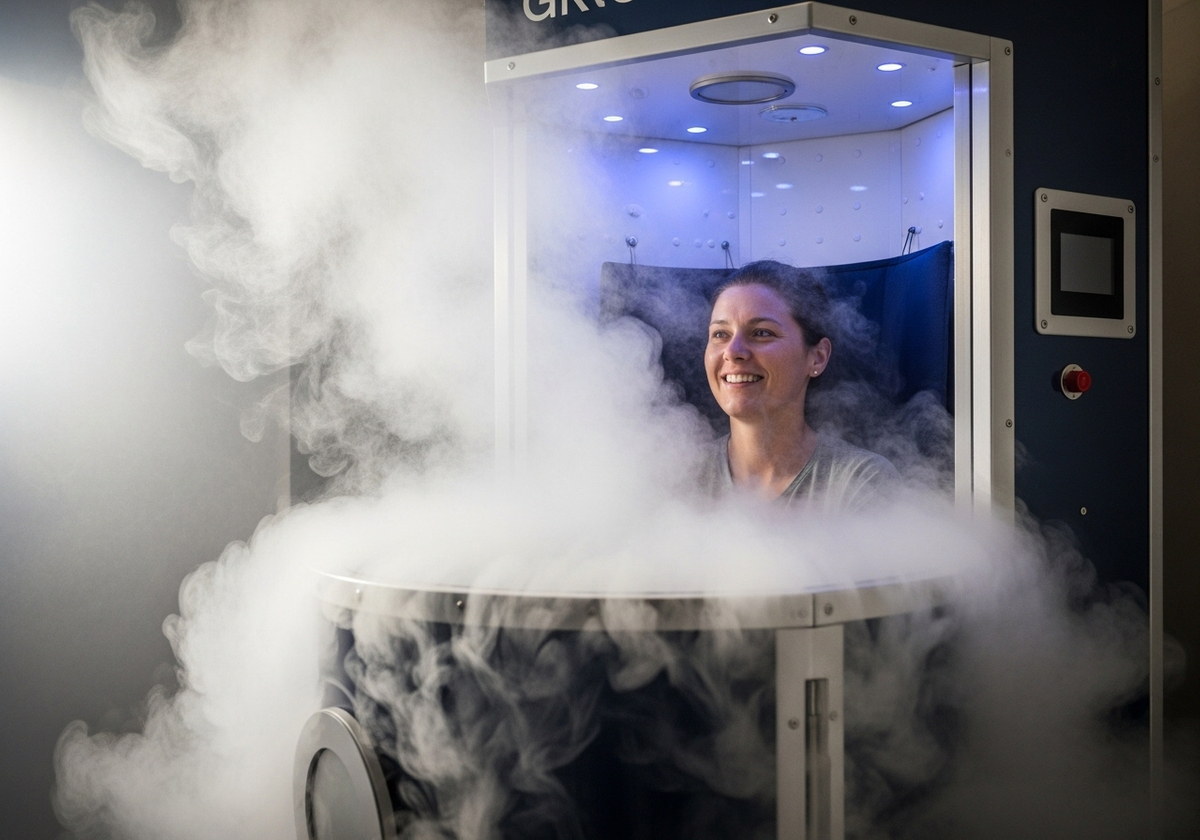 Woman in Cryotherapy Chamber