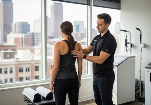 Chiropractor examining a patient