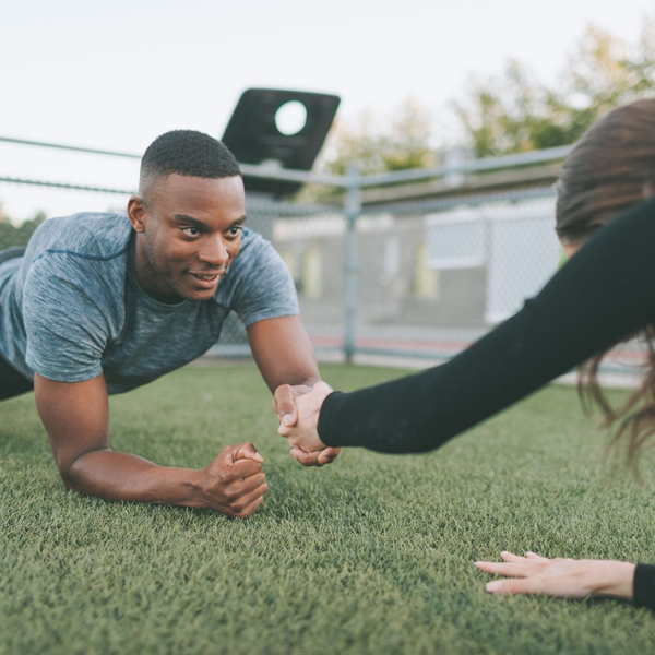 Two athletes working out