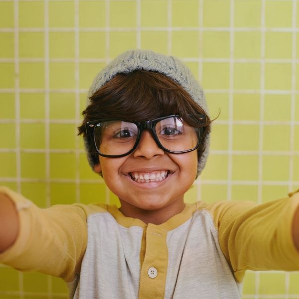 boy wearing glasses