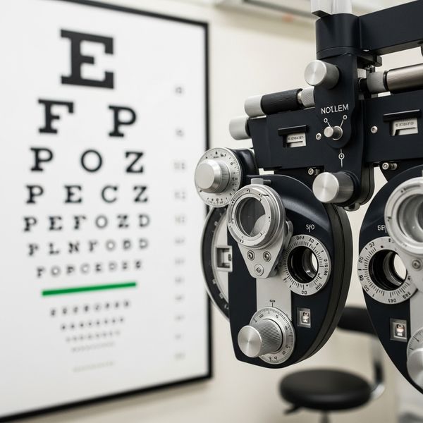Snellen eye chart and a phoropter